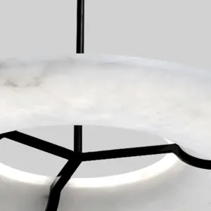 Alabaster Donut Ring Chandelier – Integrated LED Halo thumbnail-4
