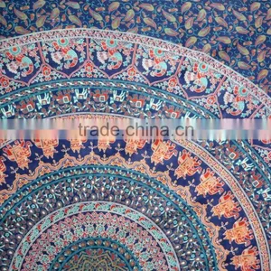 100% Cotton Printed Tapestry Mandala Bedcover Round Boho Tapestries thumbnail-4