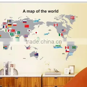 ALFOREVER Hot Sale Wallmap Wall Sticker for Home Decoration,pvc Wallmap Sticker thumbnail-4