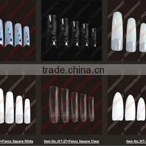 Fancy Cover French White/Nature Acrylic Nail Tips Wholesale+NT-63/61+500pcs/bag,100pcs/box thumbnail-1