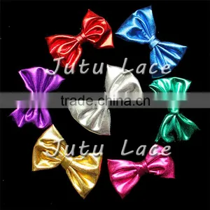 Adult Elegant Cheerleading Shiny Hair Bowknots Without Clips, 3'' Clothes Bowknots, Metallic Gloden Fabric Kids Hair Bows thumbnail-1