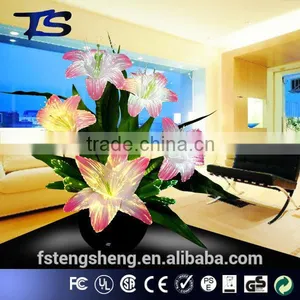 Factory Price Wholesale LED Lighted Decorative Fibers Flower With Vase thumbnail-1