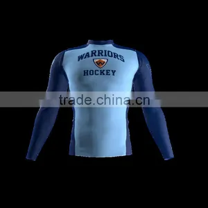Polyester Spandex Long Sleeves Warriors Compression Shirt/Rash Guard With Club Logo Player Name and Numbers at Sleeves thumbnail-1
