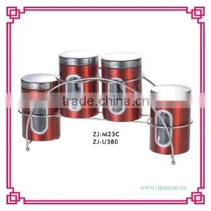 Stainless Steel 4pcs Canister With Rack thumbnail-2