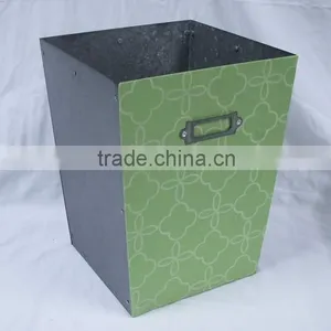 Appliqued Metal Zinc Garbage Bin thumbnail-1