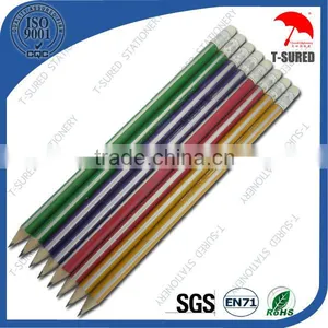Promotional HB Triangle Stripe Pencil With Eraser thumbnail-1