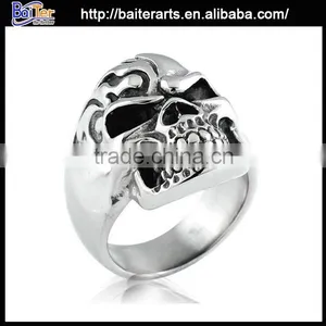 Popular Titanium 316L Stainless Steel Indian Skull Ring thumbnail-1
