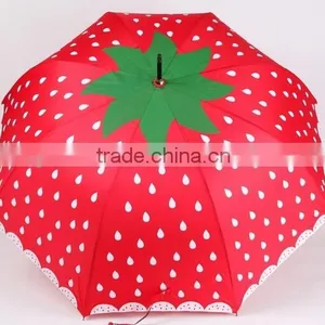 23"*8K New Design Strawberry Printing Screen Straight Umbrella for Sale thumbnail-4
