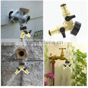 3/4" BSP Threaded 2 Way Y Brass Tap Manifold Water Hose Splitter,Turn One Tap Into Two thumbnail-4
