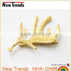 Wholesale Women Hair Accessories Jewelry Gold Plated Deer Antlers Hair Clips thumbnail-1