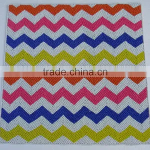 NP632 ZIG ZAG Pattern Glass Beaded Placemat,table Mat thumbnail-1