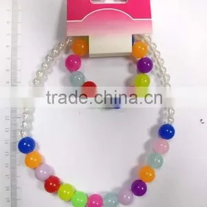 Lovely Multicolor Beaded Necklace Bracelet Set With Little Flowers for Children thumbnail-4