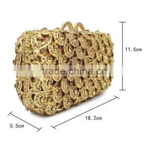 Gold Crystal Rhinestone Elegant Wedding Diamante Ladies Clutch Evening Bag (88161A-GG) thumbnail-2