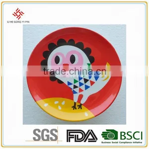 Plastic Melamine Round Plate Dinner/Fruit Plate Owl Printing thumbnail-1