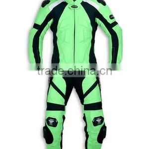 Motorbike Leather Suit(combination of Two Colors Sea Green and Black) thumbnail-1