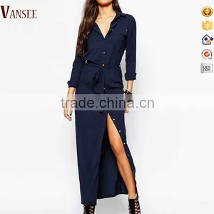 Women's Casual Long Dress Long Sleeve Fork Maxi Dress thumbnail-1