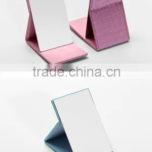 2016 Promotion Stainless Steel pu Leather Folding Compact Mirror thumbnail-4