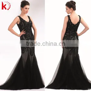 Elegant Sequins Vest Sleeveless Length Gaun Evening Gowns Designs for Fishtail Evening Dress thumbnail-1
