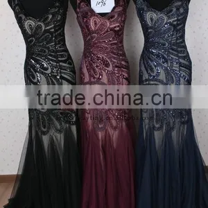 Elegant Sequins Vest Sleeveless Length Gaun Evening Gowns Designs for Fishtail Evening Dress thumbnail-4