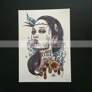 WX- 027 Beautiful Woman Temporary Tattoo Sticker/ Safe Disposable CMYKI Tattoos thumbnail-1