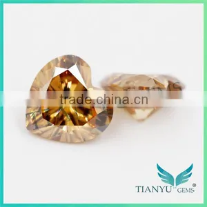 Moissanite Diamond Fancy Shape Moissanite Yellow Champagne for Women Gold Rings thumbnail-3
