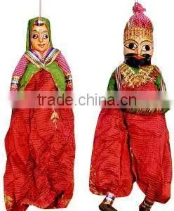 Attractive Handmade Cloth Made Home Decor Rajasthani Couple Indian Puppet thumbnail-1