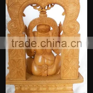 Wooden Handicraft Wood Carving Hindu God Ganesha Rich Art And Craft Jaipur Rajasthan India Artisan Statue Sculpture thumbnail-3