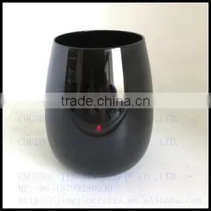450-600ml Solid Black Egg Glass Candle Container thumbnail-1