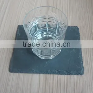 Elegant Rough Edge Black Slate Coaster With Crystal Glass Tumbler thumbnail-5