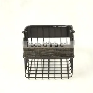 Square Metal Wire and Textilene Bathroom Caddy With Handle thumbnail-3