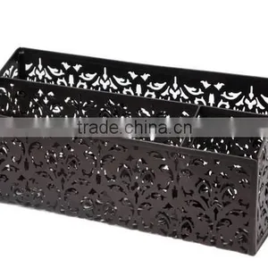 Bronzed Desk Organizer for Office/metal Punched Storage Basket thumbnail-1