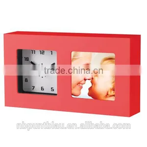 Table Clock With Photoframe Plastic Photo Frame Clock thumbnail-1