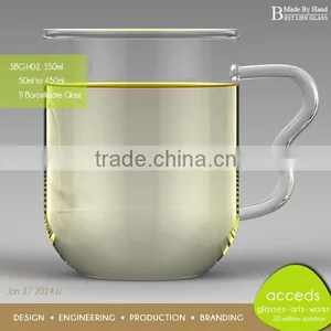 Hand Made Double Wall Pyrex Glass Water Cup With Handle thumbnail-6