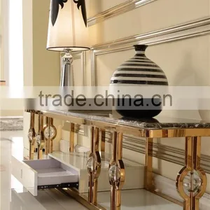 2016 New Arrival Deluxe Modern Living Room Stainless Steel Golden tv Stand Home Furniture thumbnail-2