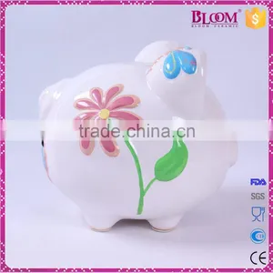 Simple Design White Pig Shape Ceramic Cheap Piggy Bank thumbnail-4