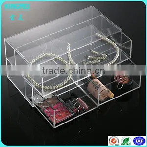 Customize Your Size and Logo Transparent Wholesale 3 Drawers Acrylic Jewelry Universal Box thumbnail-5