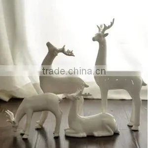 Plain White Modern Set of 4 Ceramic Milu Deer for Home Decoration thumbnail-1