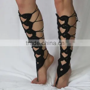 Crochet Cotton Barefoot Sandals Foot Anklet Bracelet Ankle Chain Beach,Barefoot Gladiators Sandals thumbnail-4