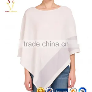 Stripe Hand Knitted Pure Cashmere Poncho Shawl thumbnail-1