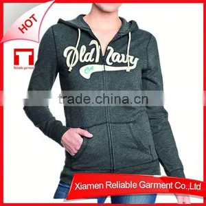 Women's Zipper Cheap Plain Grey Hoodies thumbnail-1