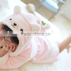 Girls Winter And Autumn Cute Rabbit Pink Pajamas Flannel Fleece Bathrobe thumbnail-6