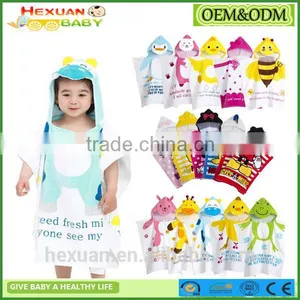 OEM Factory or Stocked Designs HOT Sale Wholesale Cheap Advertising Logo 100% Cotton Bird Cartoon Kids Hooded Poncho Towel thumbnail-1