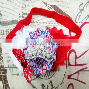 Delicate 4 of July Headband Wholesale, Baby Crown Headbands Frayed thumbnail-5