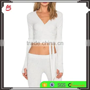 Hot Sale Women's Sexy Sports Wear Belly Breathable Tight Tops Yoga Running Jogging Wear thumbnail-1