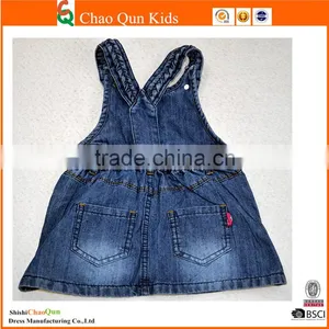 Wholesale 2017 Baby Fashion Flora Slip Overall Girls Kids Denim Dresses thumbnail-2