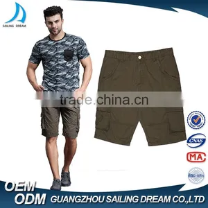2016 100% Cotton Army Green Cargo Pants Quick Dry Pocket Square Box Design Match Cargo Shorts for Men thumbnail-1