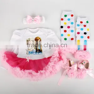 Hot Sale 4Pcs Long Sleeve Cotton Baby Romper Frozen Princess Elsa Costume thumbnail-5