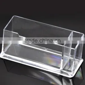 1PC Clear Plastic Business Card Holder Stand Display With Pen Stand thumbnail-1