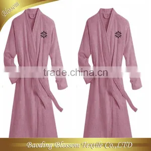 Textile China Factory Microfiber Plain Dyed Kimono Collar Bathrobe thumbnail-2