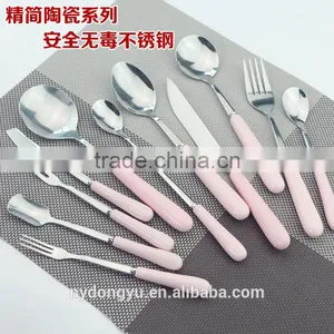 Pink Porcelain Handle Stainless Steel Knife Fork Spoon Tableware/daoq Fork Knife Spoon Cultery /fancy Dining Tableware thumbnail-1